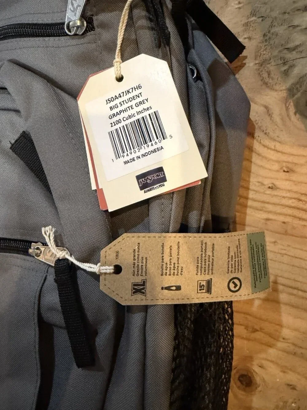 JanSport  Big Student Grey Laptop Boy/Men School Backpack (JS0A47JK7H6)
